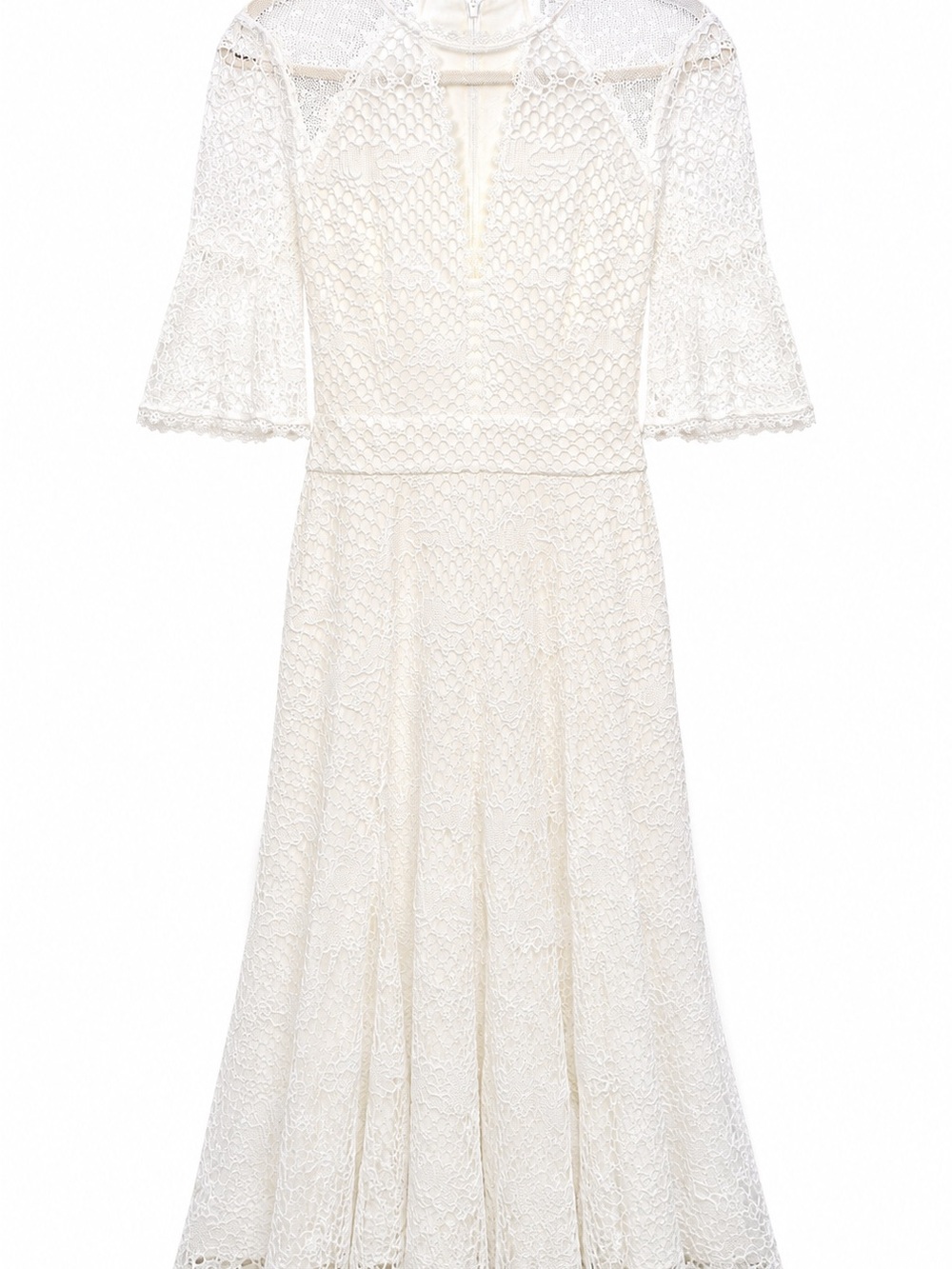 Vintage Temperley London Haze Lace Sleeved Dress in White NWT